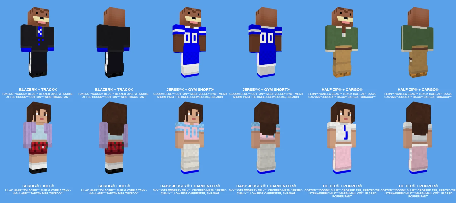 First-round MOODBOARD® sheet: rough pairs of tops and bottoms on two players.